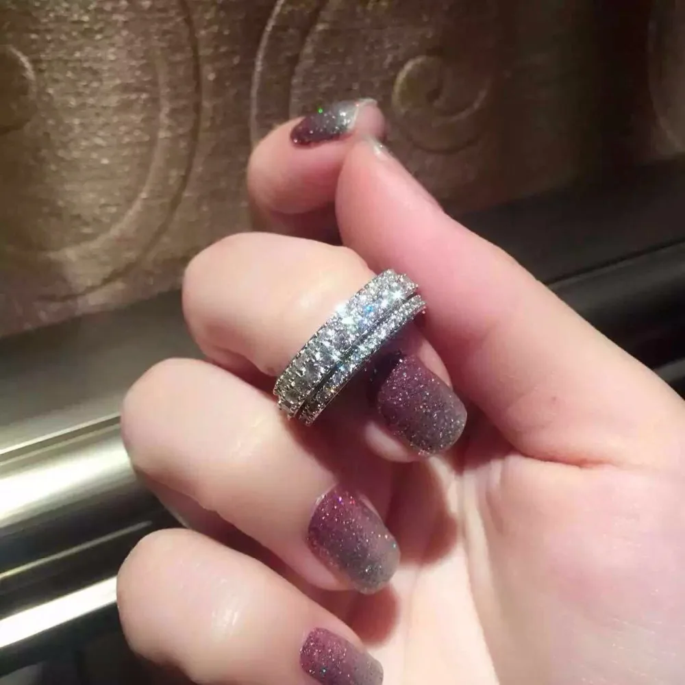 Женское летнее обручальное кольцо вращающееся с инкрустацией кристаллами из