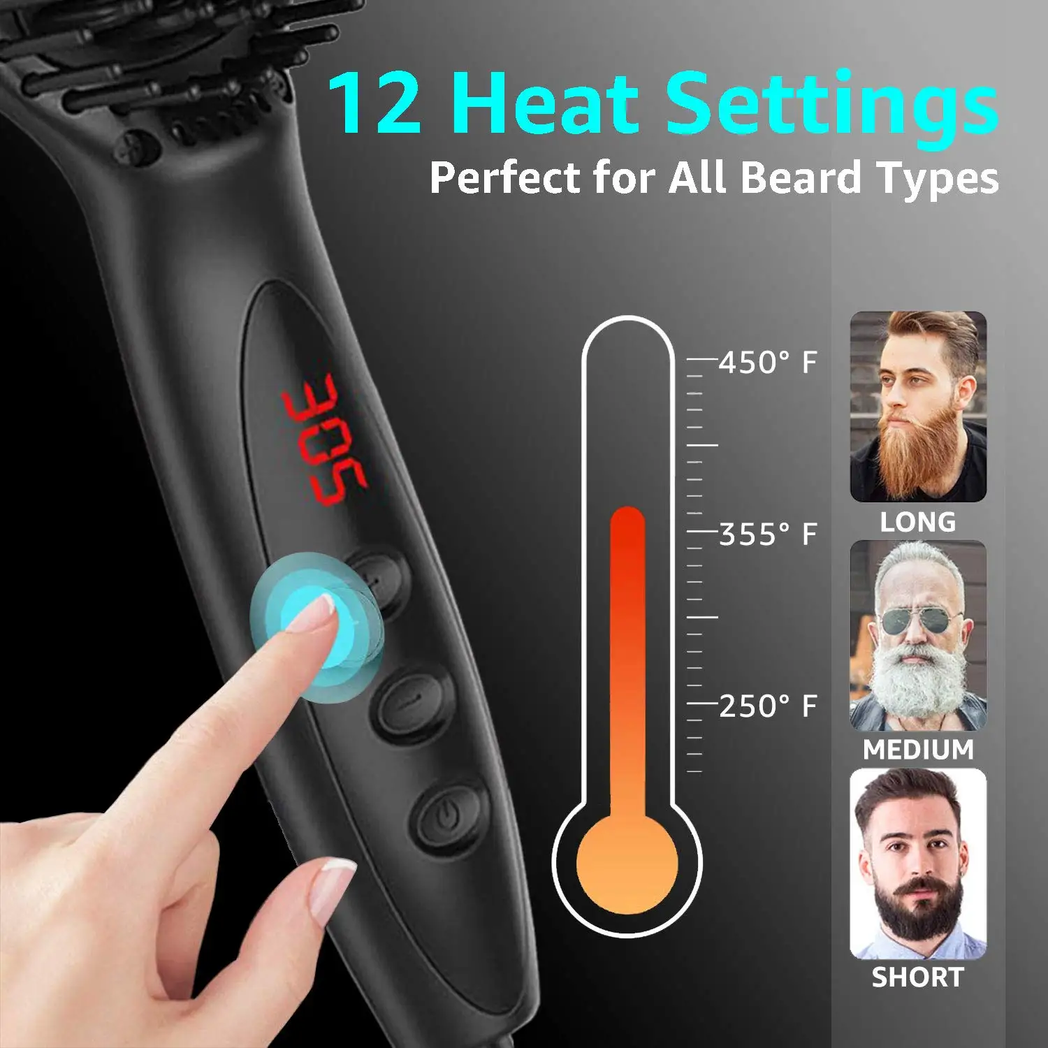 Электрическая щетка для выпрямления волос и бороды керамический утюжок против