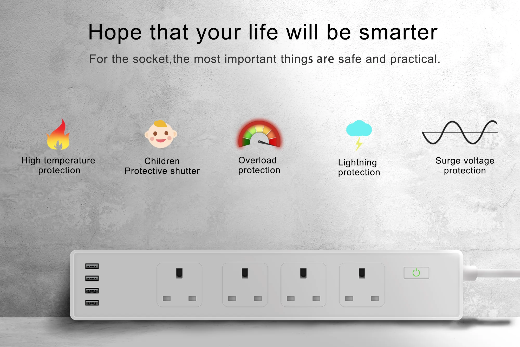 Wifi Smart power Strip 4 умная розетка Великобритания с 4 usb-портом Tuya App голосовое Беспроводное дистанционное управление работает с Alexa Google Home
