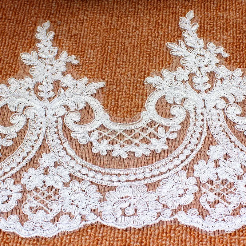 White Embroidery Lace For Wedding Dress Appliques Bridal Gown Lace Fabrics Sewing Border Scalloped Trims 24cm