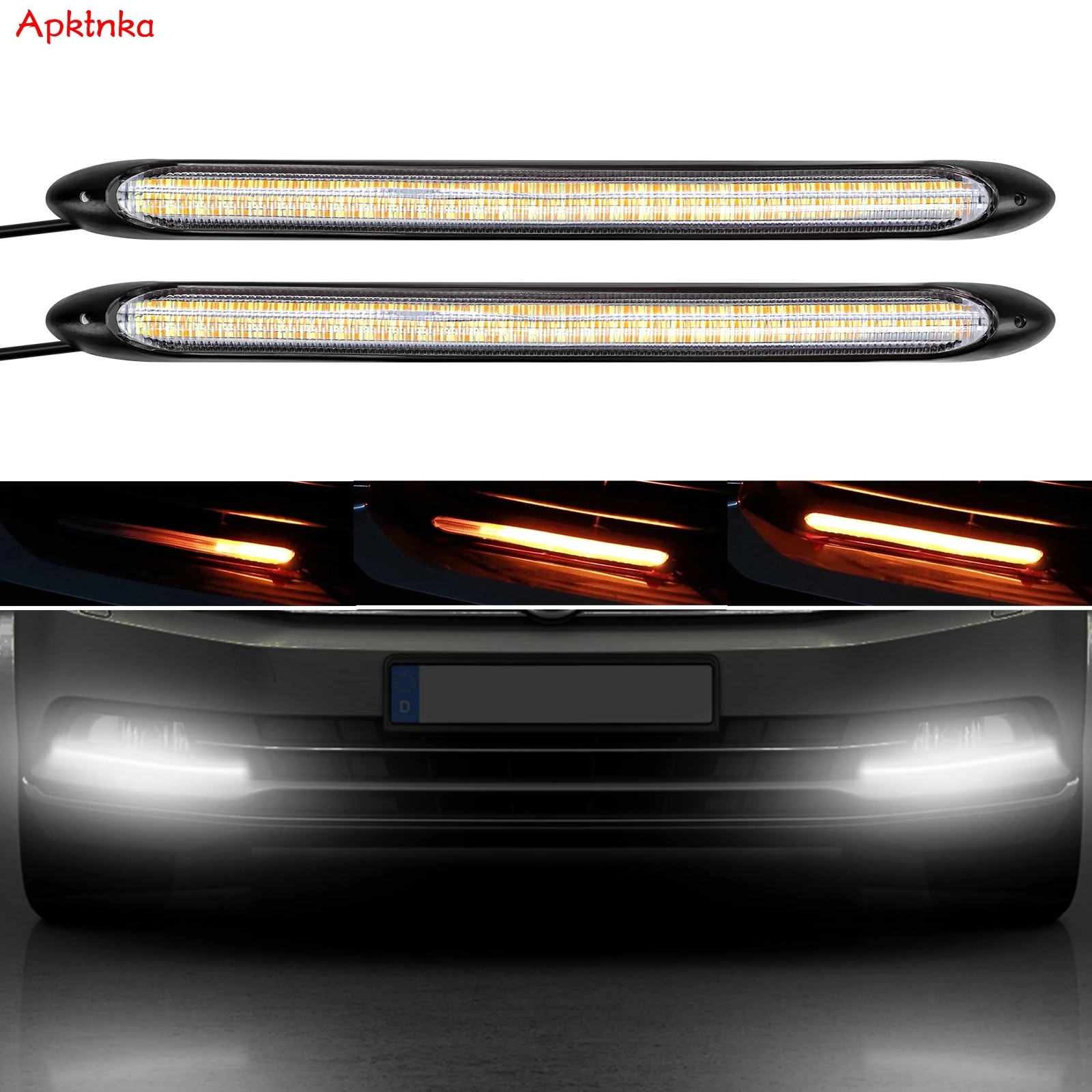 Пара динамичные плавные бампер туман Светодиодные ленты указатель поворота бег