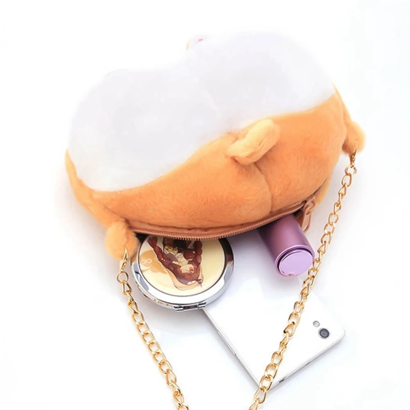 Симпатичная плюшевая сумка для женщин Дамский кошелек через плечо с хвостом