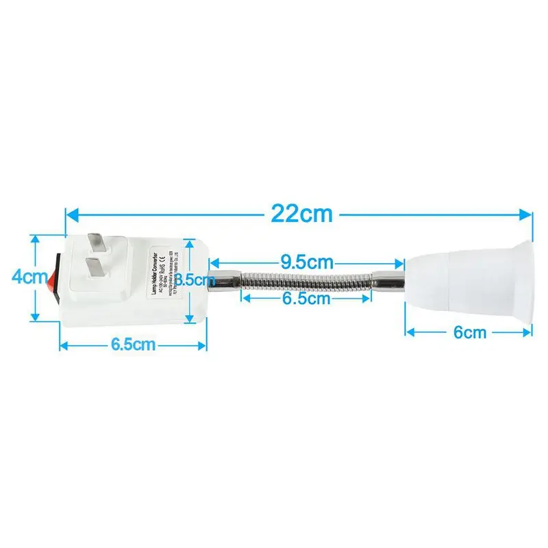 

E27 Socket Adapter with On/Off Switch to US Plug,Flexible Extension Lamp Bulb Holder Converter