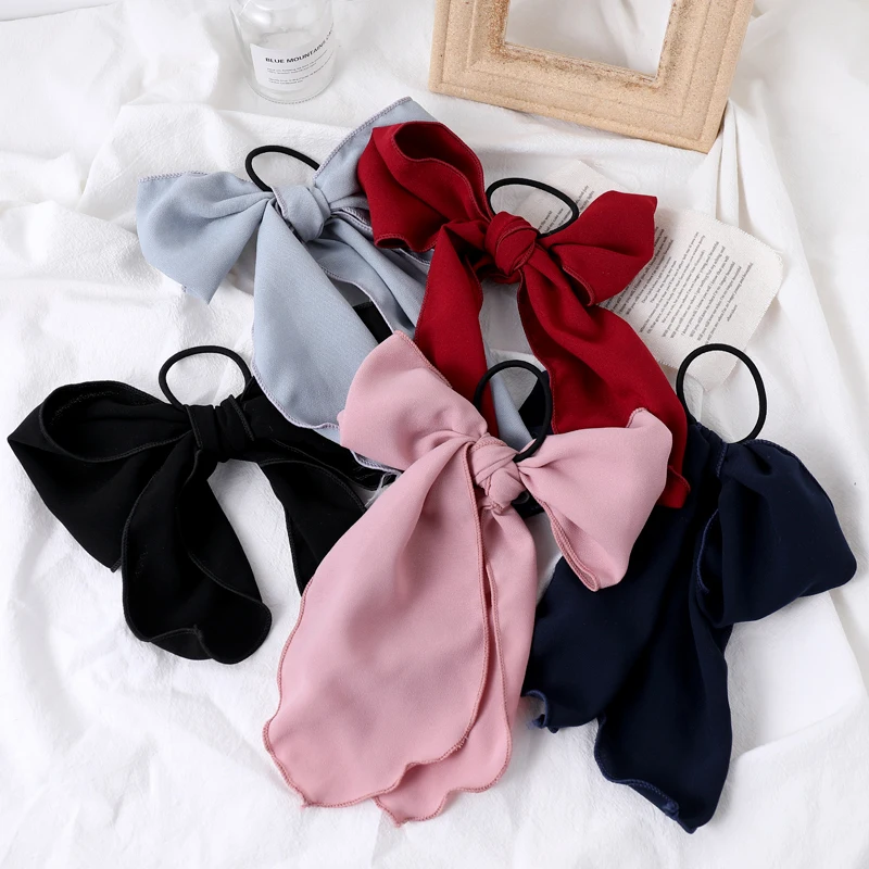 Женские резинки для волос с большим бантом элегантная шифоновая повязка на