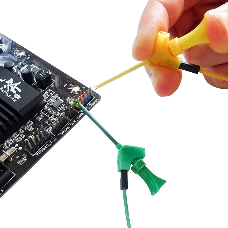 

10PCS Mini Grabber SMD IC Test Hook Clips Silicone Jumper Wires Test Leads Kit for Logic Analyzer 5 Colors