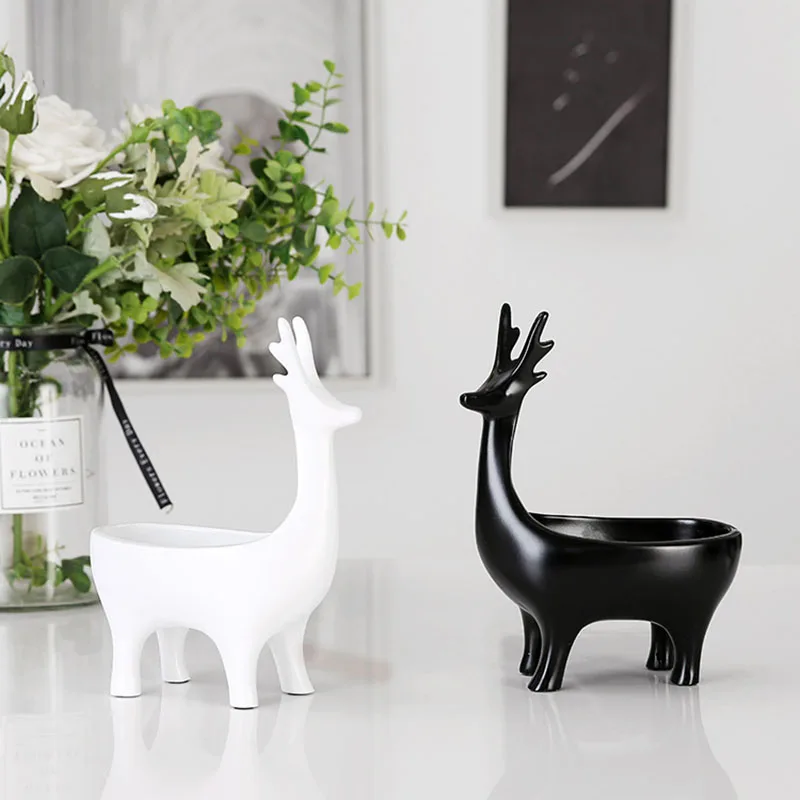 

Resin Deer Statue figurine For Tabletop Home Office Mobile Phone Tools Control Organizer Candy Storage Box Ornaments Home Decor
