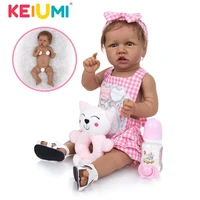 keiumi 23 inch lifelike reborn baby doll all silicone tan skin 57cm lovely baby girl doll for childrens gifts christmas present