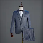 Яркий провод блейзеры формальные мужские костюмы (куртка + жилет + брюки) Модный свадебный костюм жениха из 3 предметов