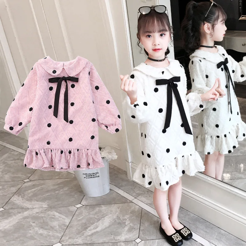 Детская одежда 2019 г. платье с длинными рукавами для девочек новое модное