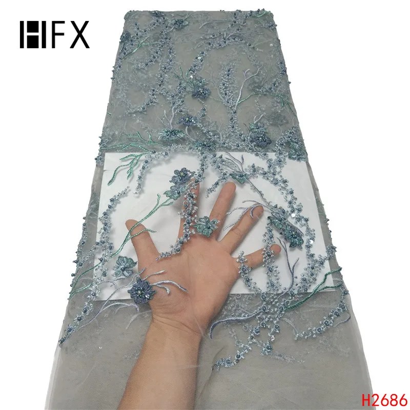 HFX мятно-зеленый 3D свадебный букет Тюль африканская кружевная ткань высокого качества красивый французский тюль для свадебного платья H2686