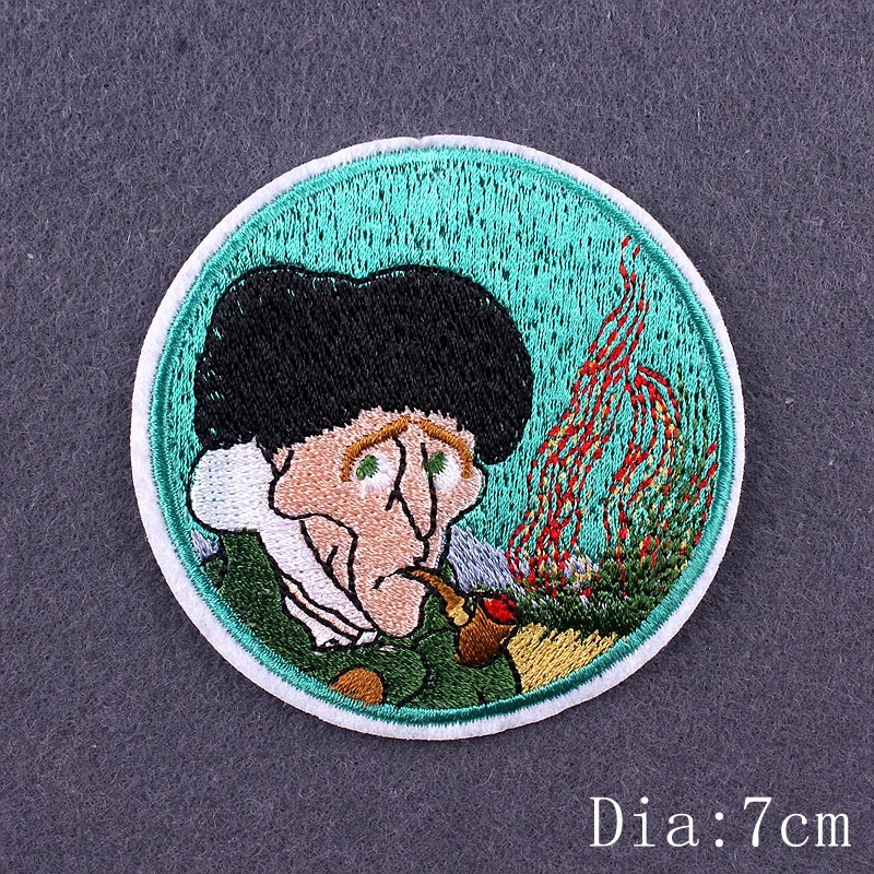 

Van Gogh/Willdness Patches For Clothing Punk Skull Iron On Patches For Clothes Wave Embroidered Patches DIY Badge For Backpack