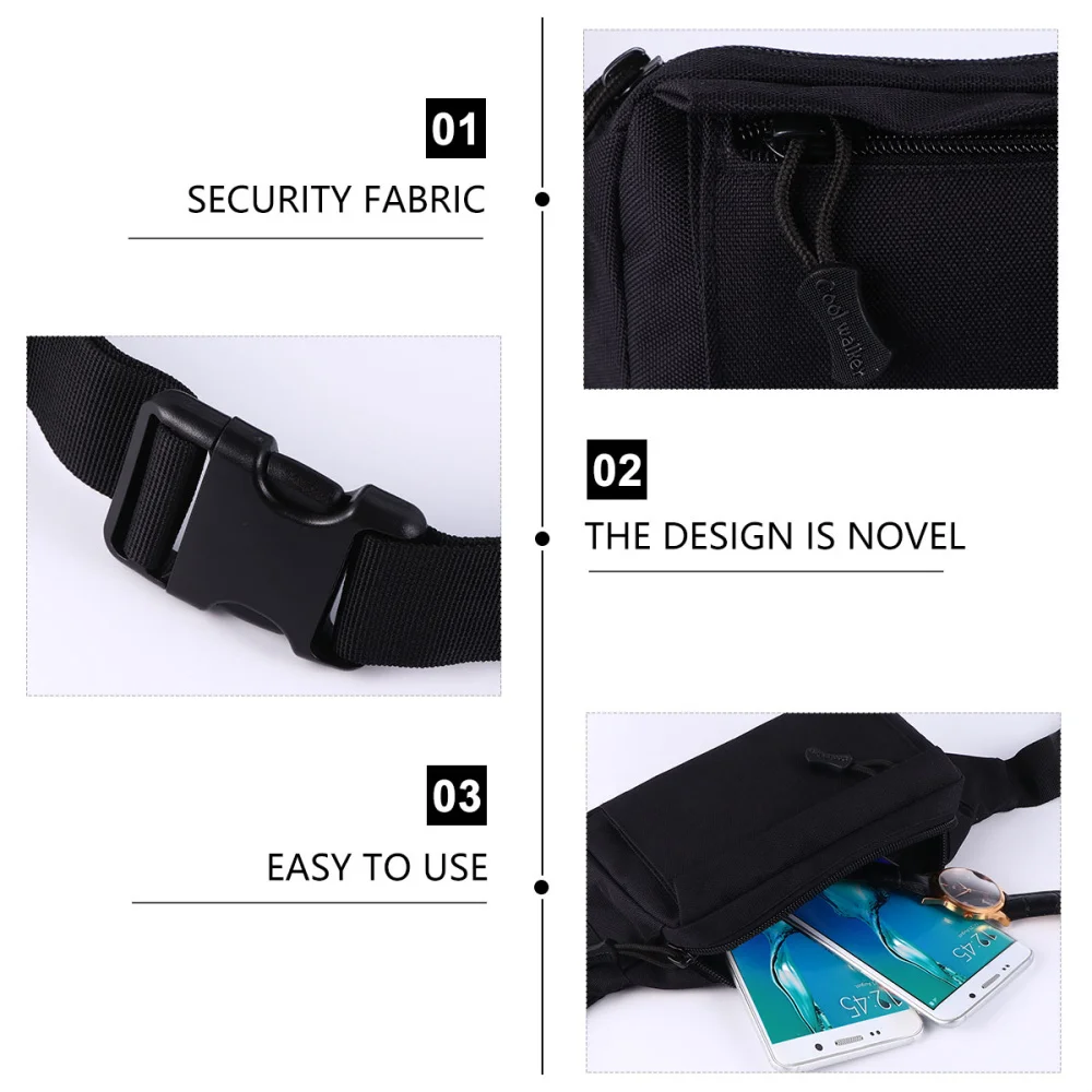 

Waist Bag Durable Fashionable Oxford Cloth Travel Pocket Fanny Pack (Black)