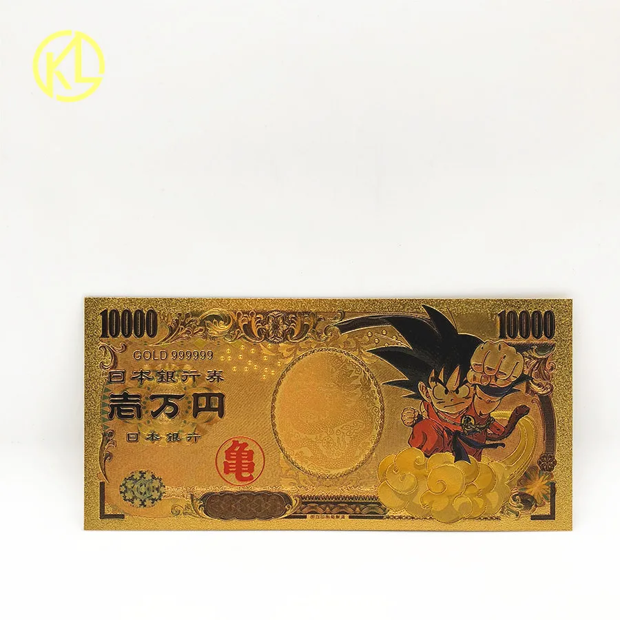 

HOT 1pc Japan Dragon Cartoon 10000 Yen Gold plastic Banknote for classic childhood memory Collection