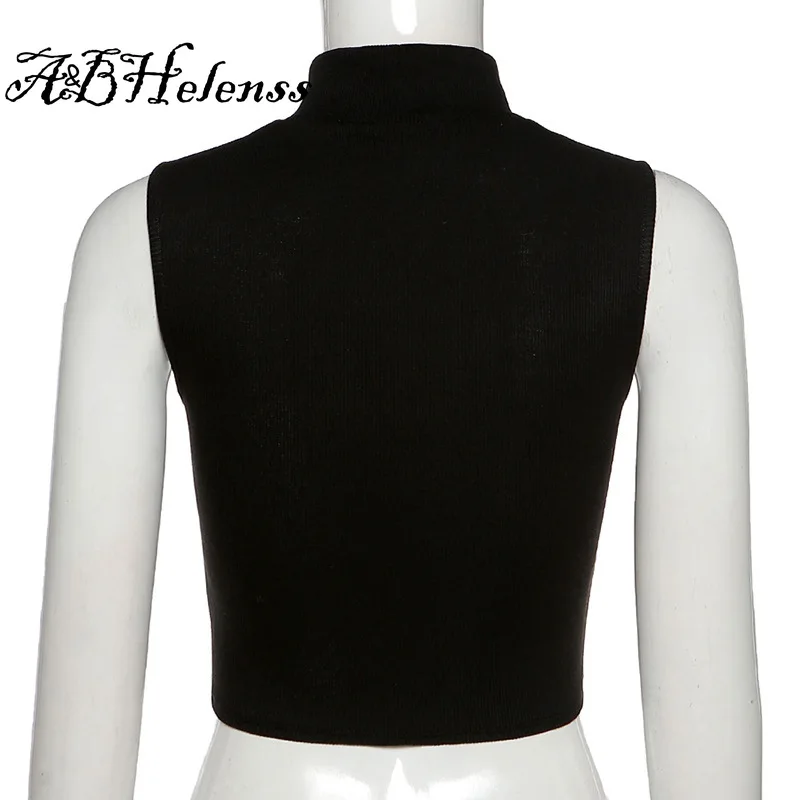 

A&BHelenss Solid Turtleneck Tanks Women 2021 Solid Casual Street Style Chic Sleeveless Tank Tops Skinny Slim Ribbed Crop Tops