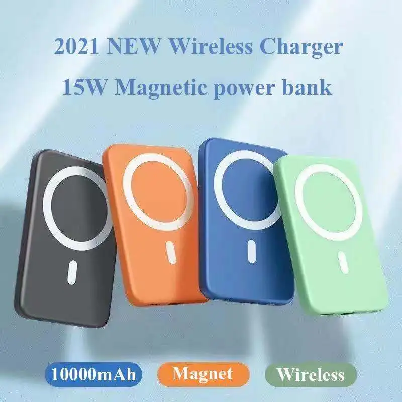 new solid color magnetic wireless 10000mah power bank 15w fast mobile phone charger for iphone 12 portable external battery free global shipping