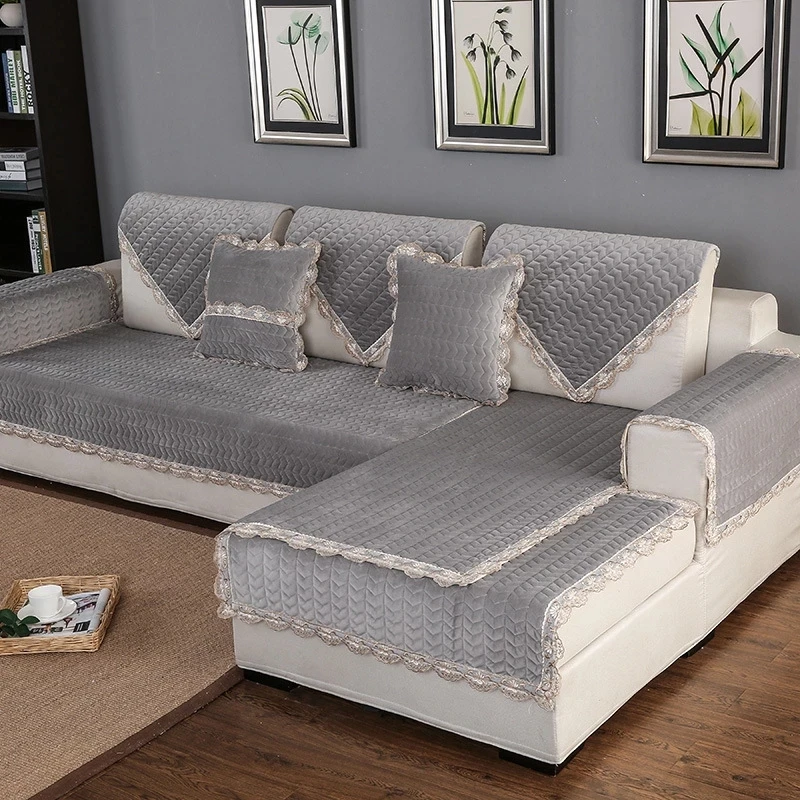 Европейский плюшевый чехол для диванной подушки всесезонный кружевной