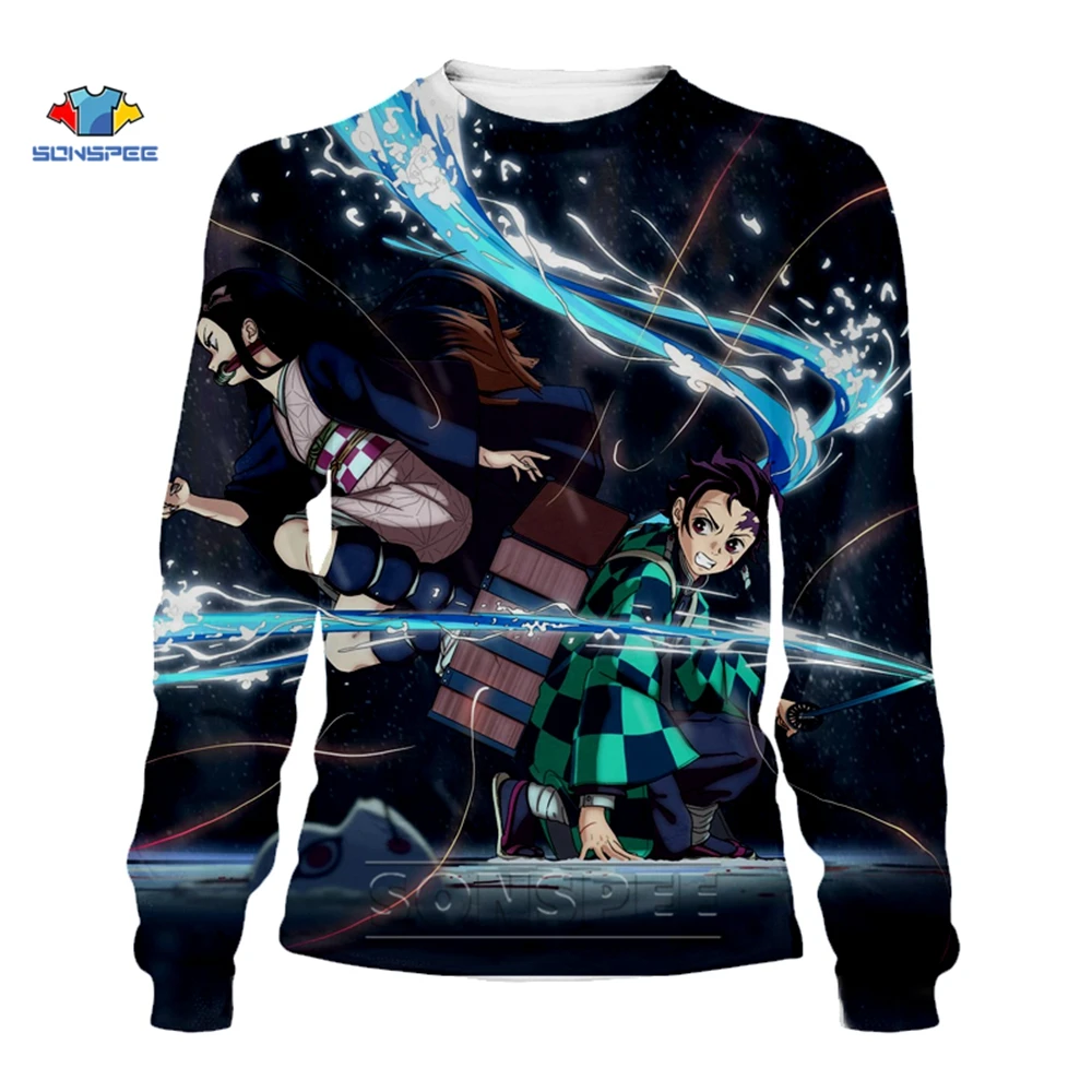 

SONSPEE Japanese Anime Demon Slayer Sweatshirt Cosplay Costume 3d Print Kimetsu no Yaiba Streetwear Sweatshirts Mens Clothing