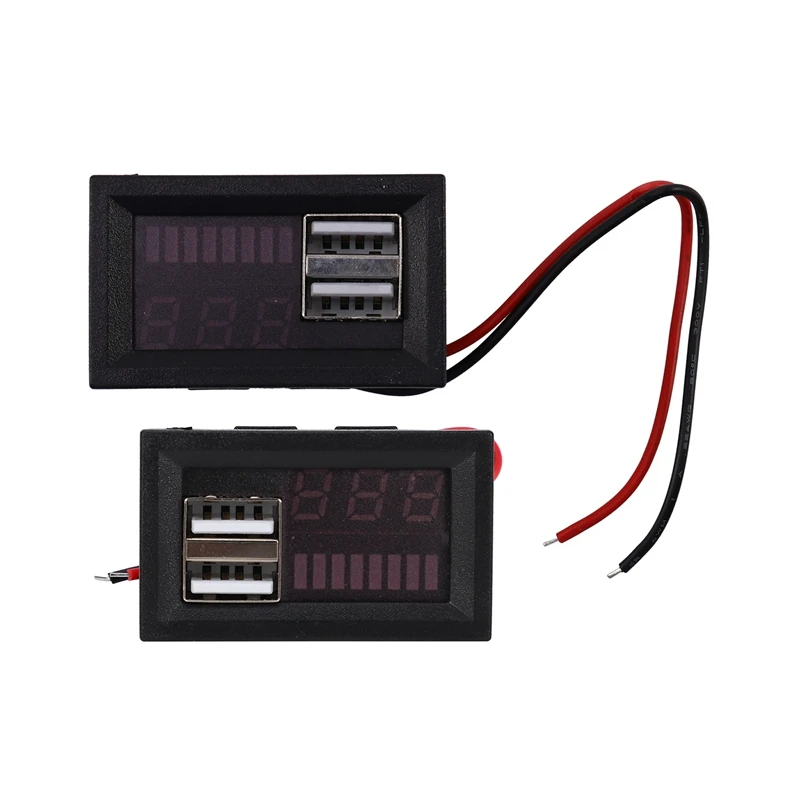 

Red Led Digital Display Voltmeter Mini Voltage Meter Volt Tester Panel for Dc 12V Cars Motorcycles Vehicles Usb 5V2a Output Batt