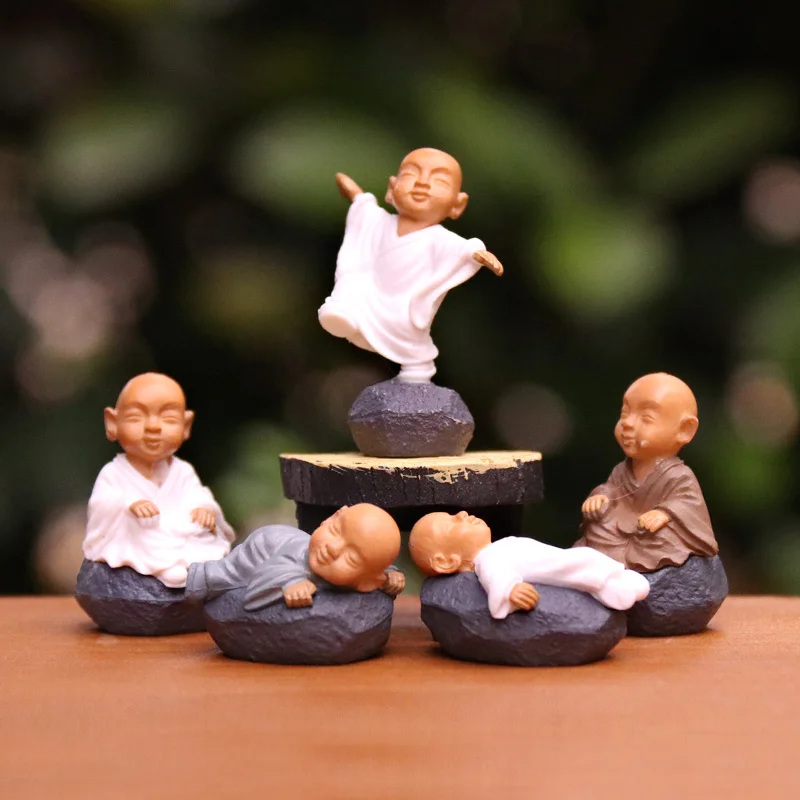 BAIUFOR милый маленький Монах Будда Maitreya фэн-шуй фигурки зеленых растений рокеры