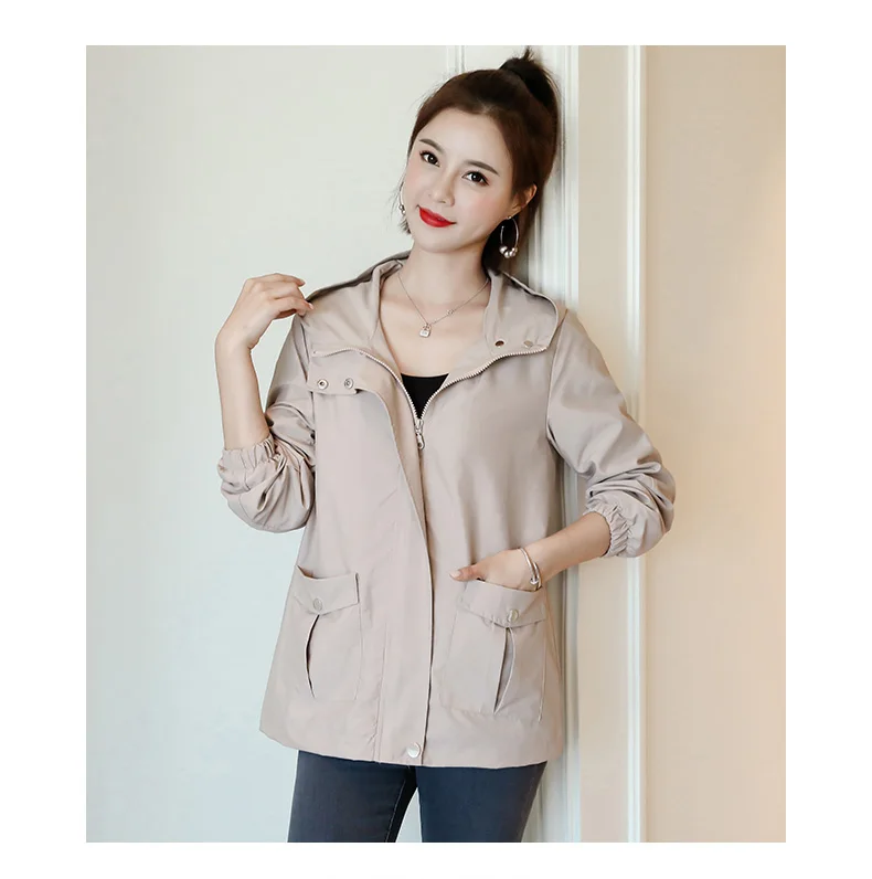 Ветровка с капюшоном повседневные женские пальто куртки длинным рукавом весна