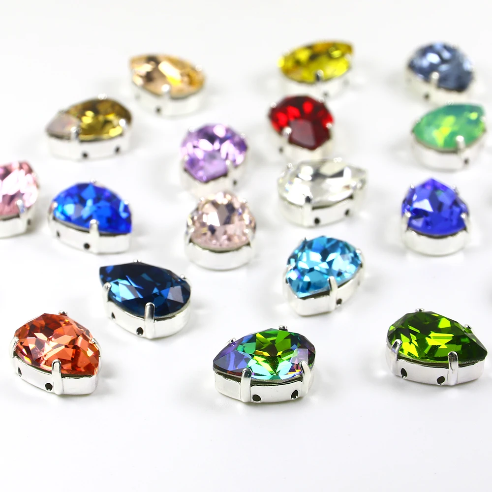 Хрустальные стразы стеклянные с серебряным креплением пришивные аппликация для