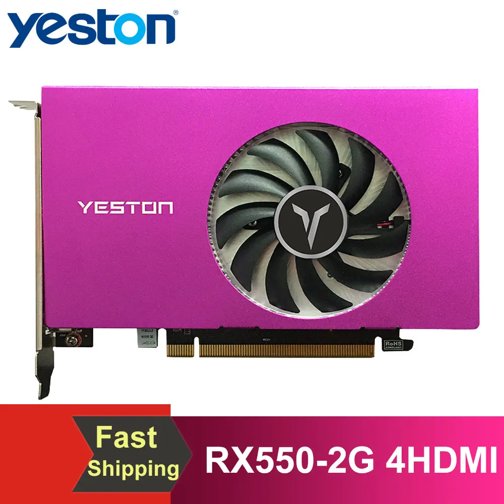 Видеокарта Yeston RX550 2G с 4 экранами поддержка раздельного экрана 10 битная глубина