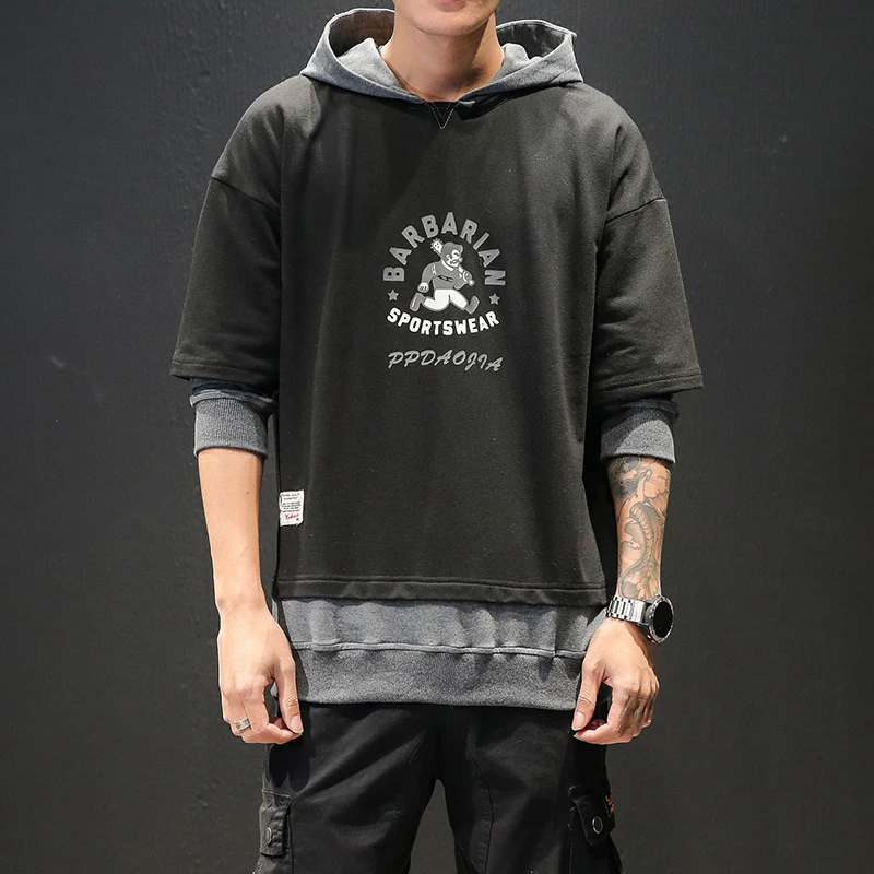 Дропшиппинг осень 2019 мужские поддельные две части толстовки повседневные