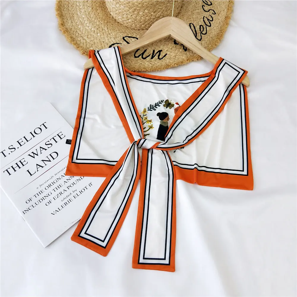 

Cartoon Ice Silk Fake Collar Scarves for Women Summer Flase Collar Neck Thin Sunscreen Shawl Scarf Shirt Detachable Collar Cape
