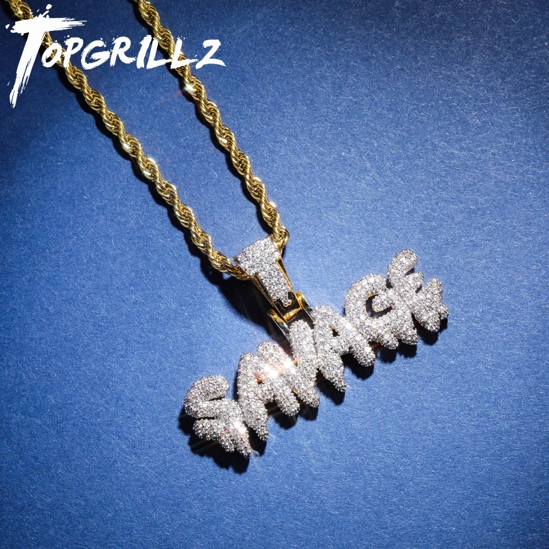 TOPGRILLZ, ожерелье в стиле хип-хоп, латунное, золотистое, со льдом, цепи, микро ПАВЕ, кубический циркон, дикарь, подвеска, ожерелье, Шарм для мужчин, подарки