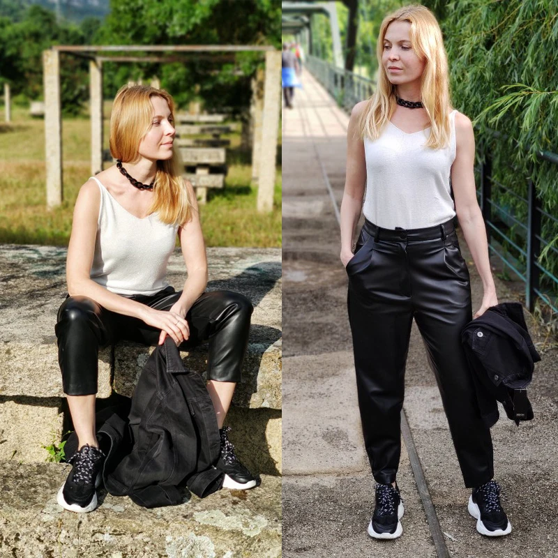 Женская Трикотажная майка на тонких бретельках с V-образным вырезом | одежда