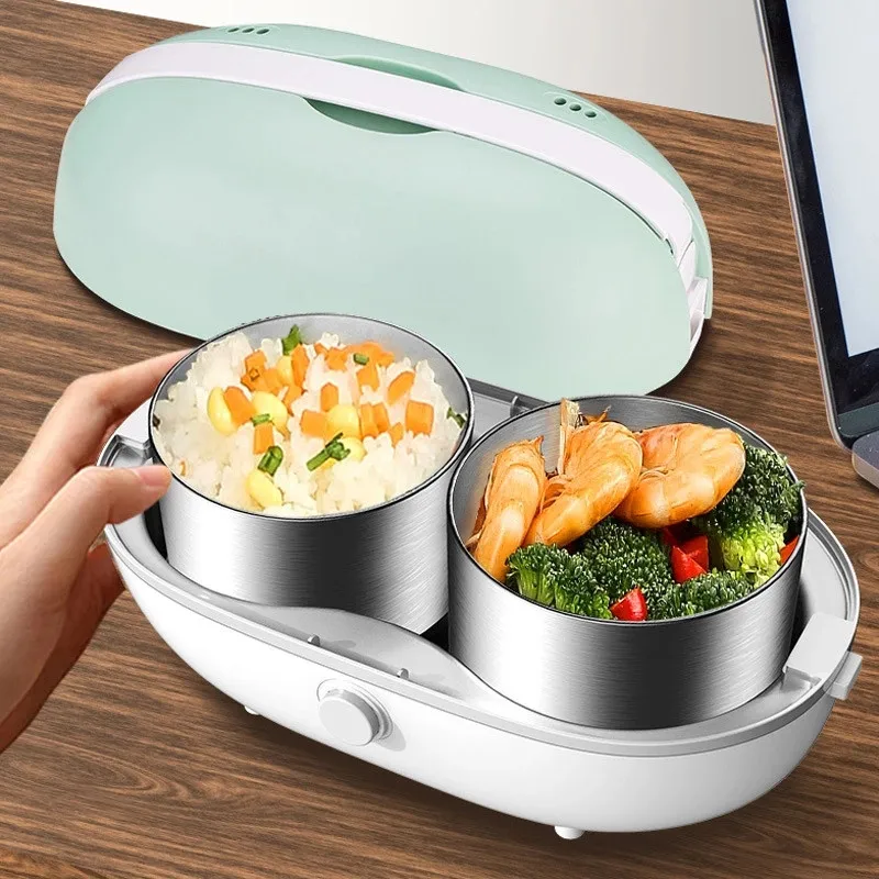 

Electric Portable Heating Lunch Box Stainless Steel Food Container Mini Hot Rice Cooker Steamer Meal Lunchbox Bento Warmer