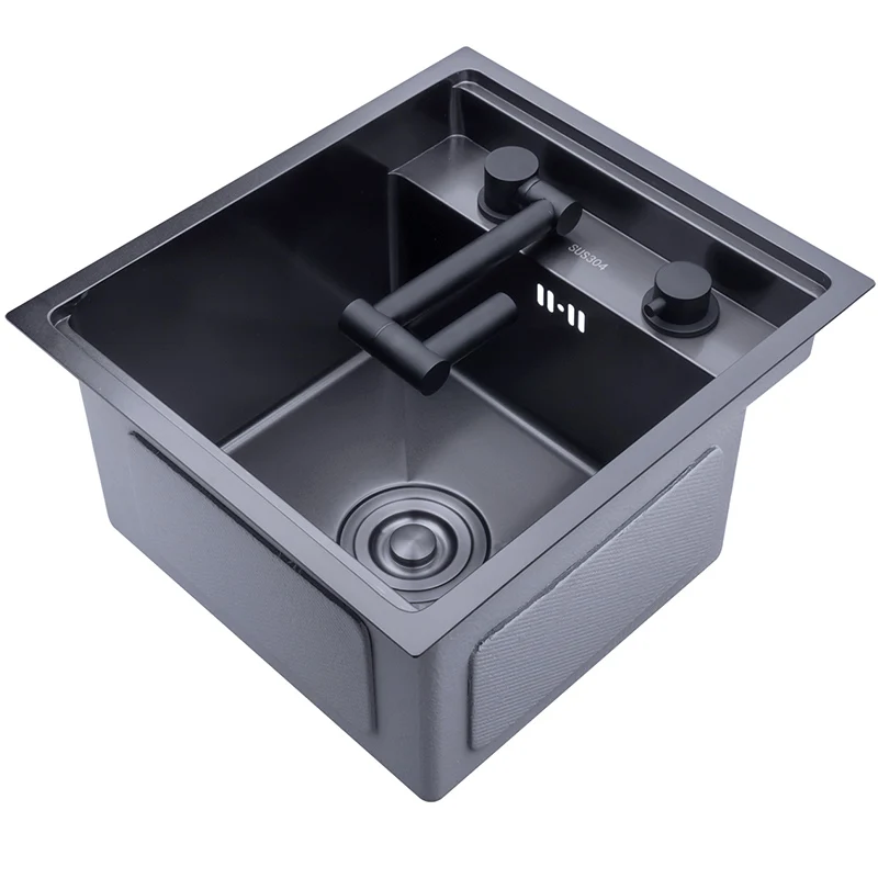 black Hidden Kitchen sink Single bowl Bar Small Size Stainless Steel Balcony Concealed kitchen WF |
