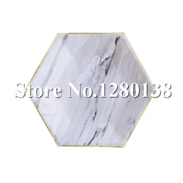 7inch Marble 80 шт Розовое золото шестиугольная, Мраморная листовая бумага Коктейльные бокалы салфетки для вечеринок новые годы Ева украшения Свадебные Посуда - Цвет: 7inch Marble