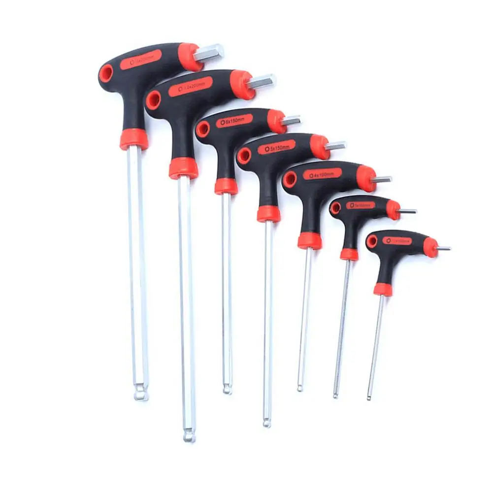 

T-Handle Hexagon Wrench 7 Pcs Set Universal Allen Key Ball Spanner Screw Nut Driver For MTB Bicycle Repair Hand Tool