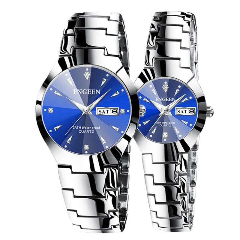 Couple Watches for Lovers Quartz Wristwatch Fashion Business Men's Watch for Women Watches Tungsten Steel Coffee Gold Pair Hour
