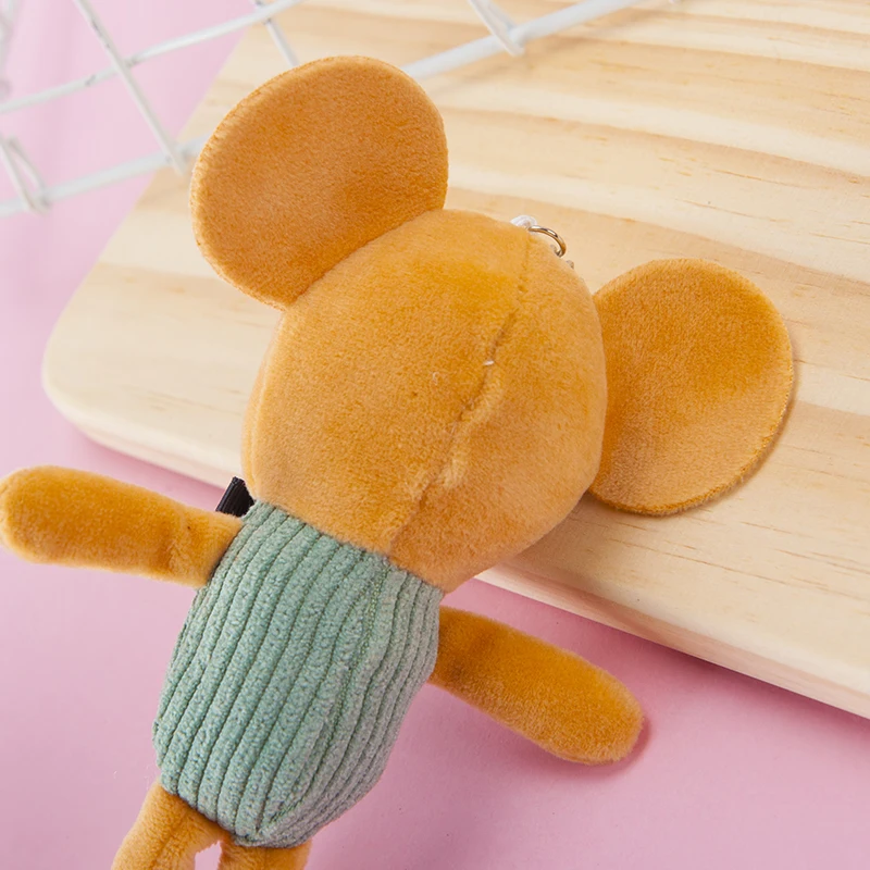 Подвеска-брелок с вертикальными полосками в виде коричневой мыши | Игрушки и