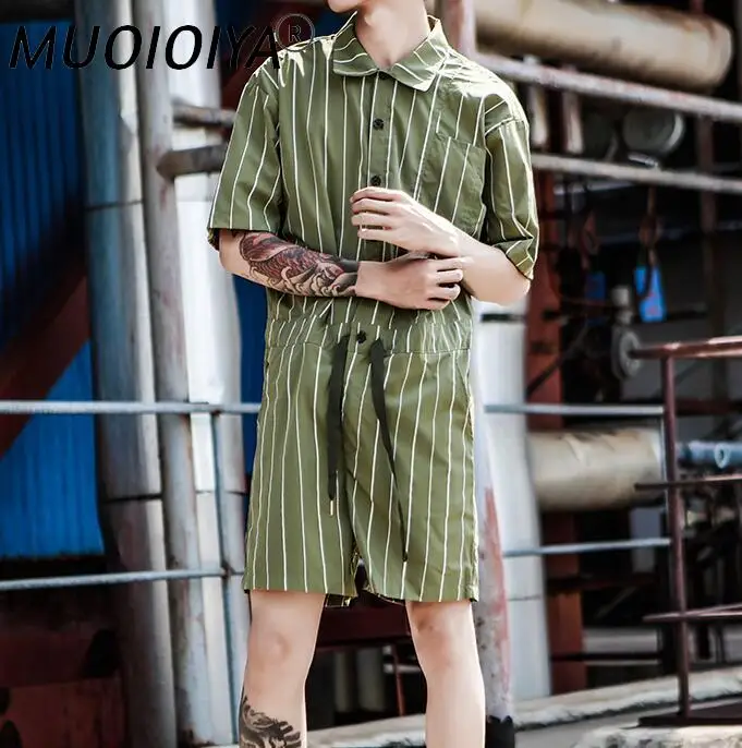 

Комбинезон мужской с коротким рукавом, Цельный Ромпер, Ромпер в полоску, дизайнерская одежда, лето 2021