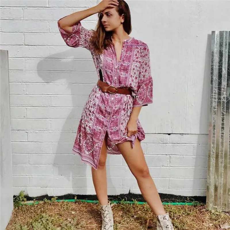 2020 сексуальное бикини накидка богемное печатное летнее пляжное платье с