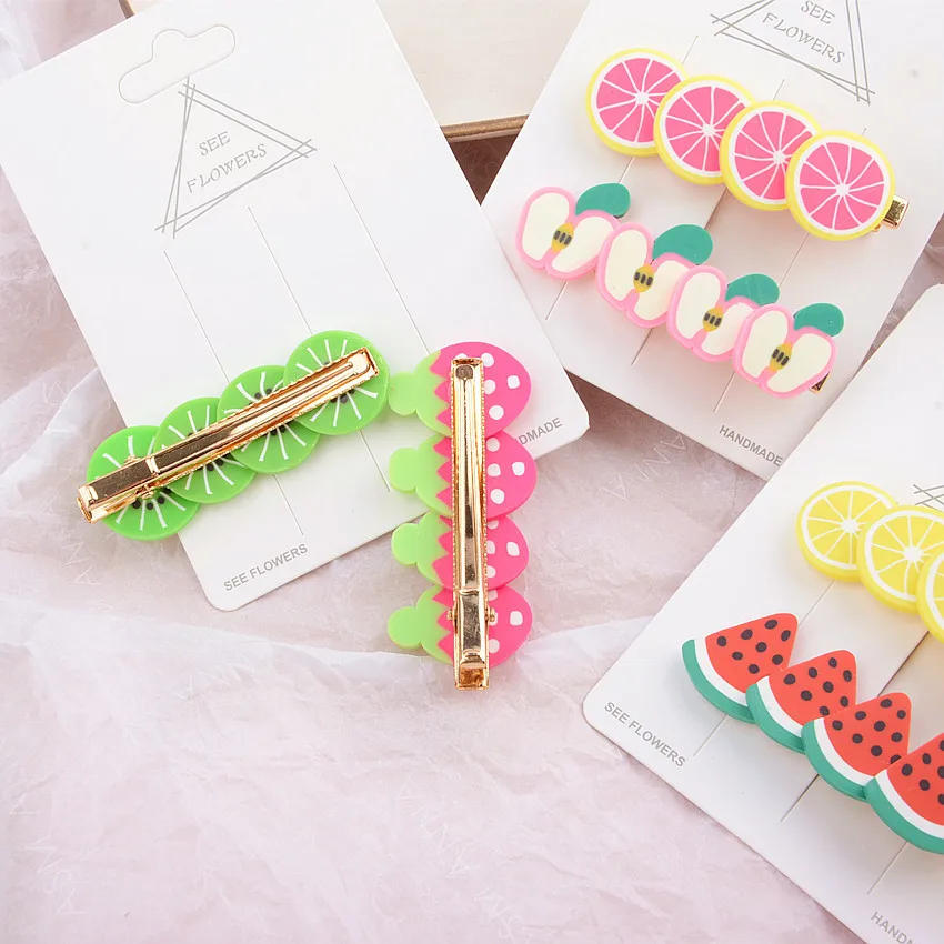 2 шт./комплект заколки для волос с фруктами девочек и женщин| |