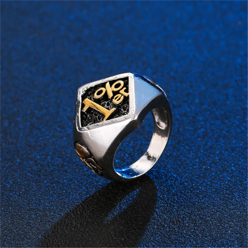 

Secret Boy Men's New Fashion Ring Gold and Silver Color Figure 1% Male Ring Wear Accessories for Parties and Shows