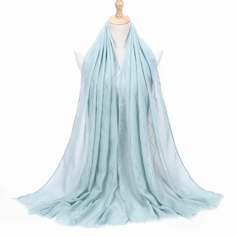 

New Style Muslim Turban Hijab Abaya Islamic women's Scarves Spring Diamond Cotton Hair Fringed Scarf Ladies' Hot Drilling Shawl