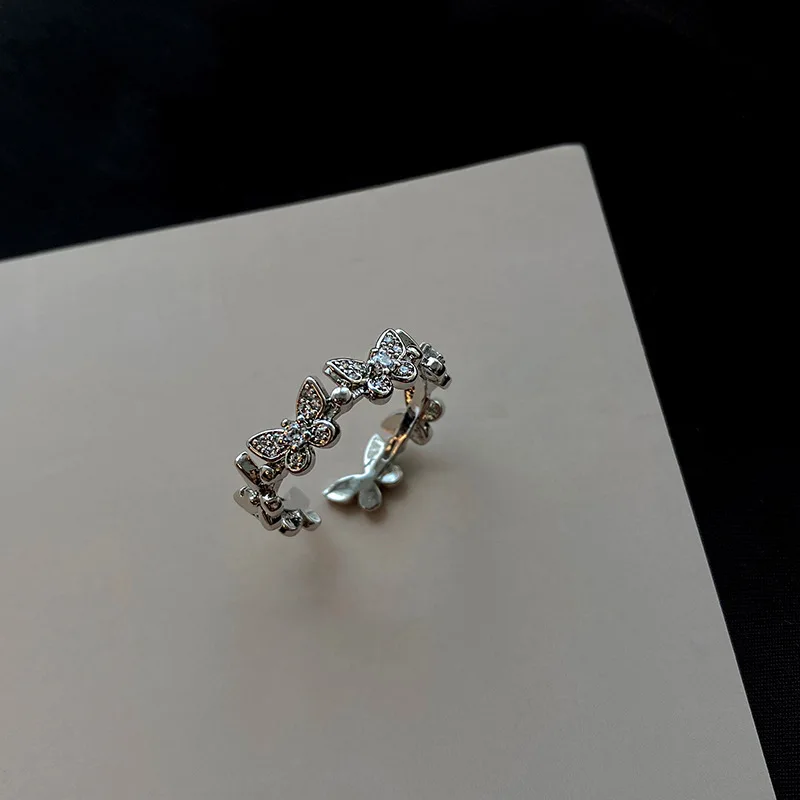

Ladies Elegant Butterfly Animal Ring Simple Korean Vintage Silver Color Ring Index Finger Open Ring Jewelry Adjustable Rings
