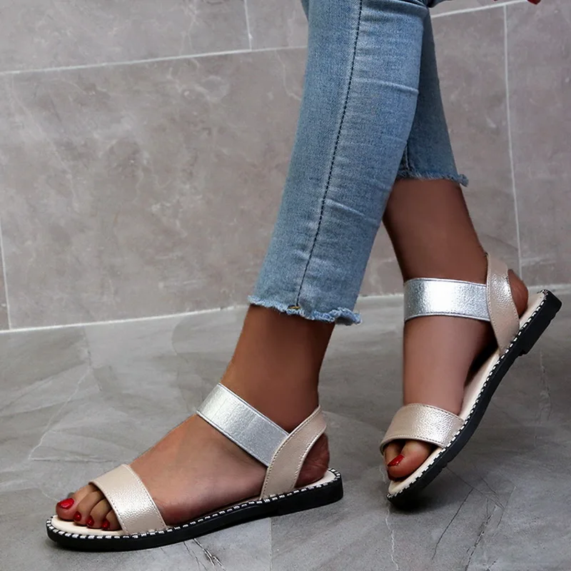 Женские босоножки Летние женские шлепанцы на плоской платформе Шлепанцы