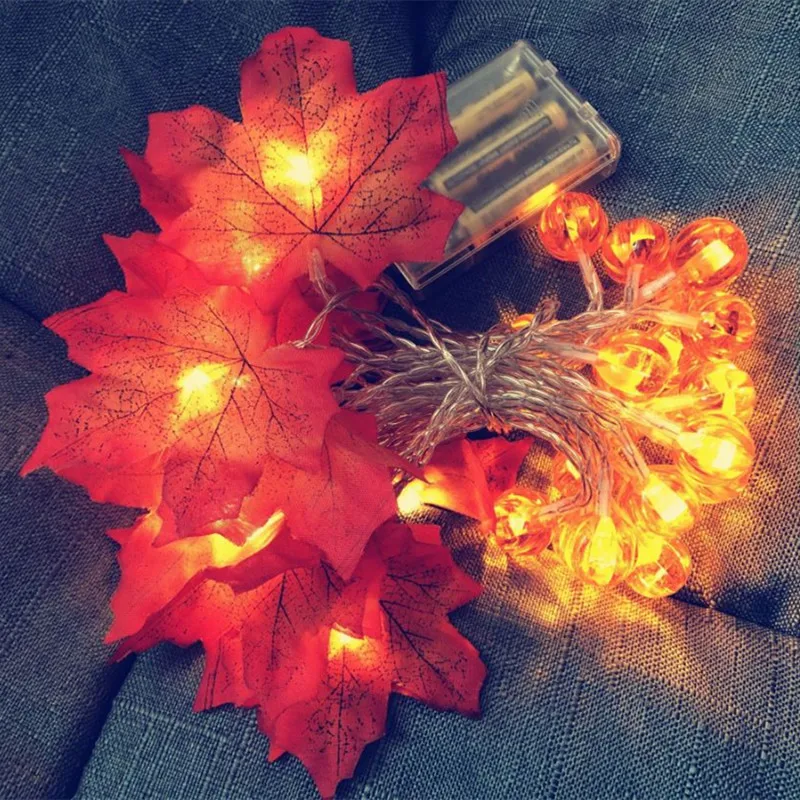 Светодиодная гирлянда с кленовыми листьями Рождественское украшение осенняя