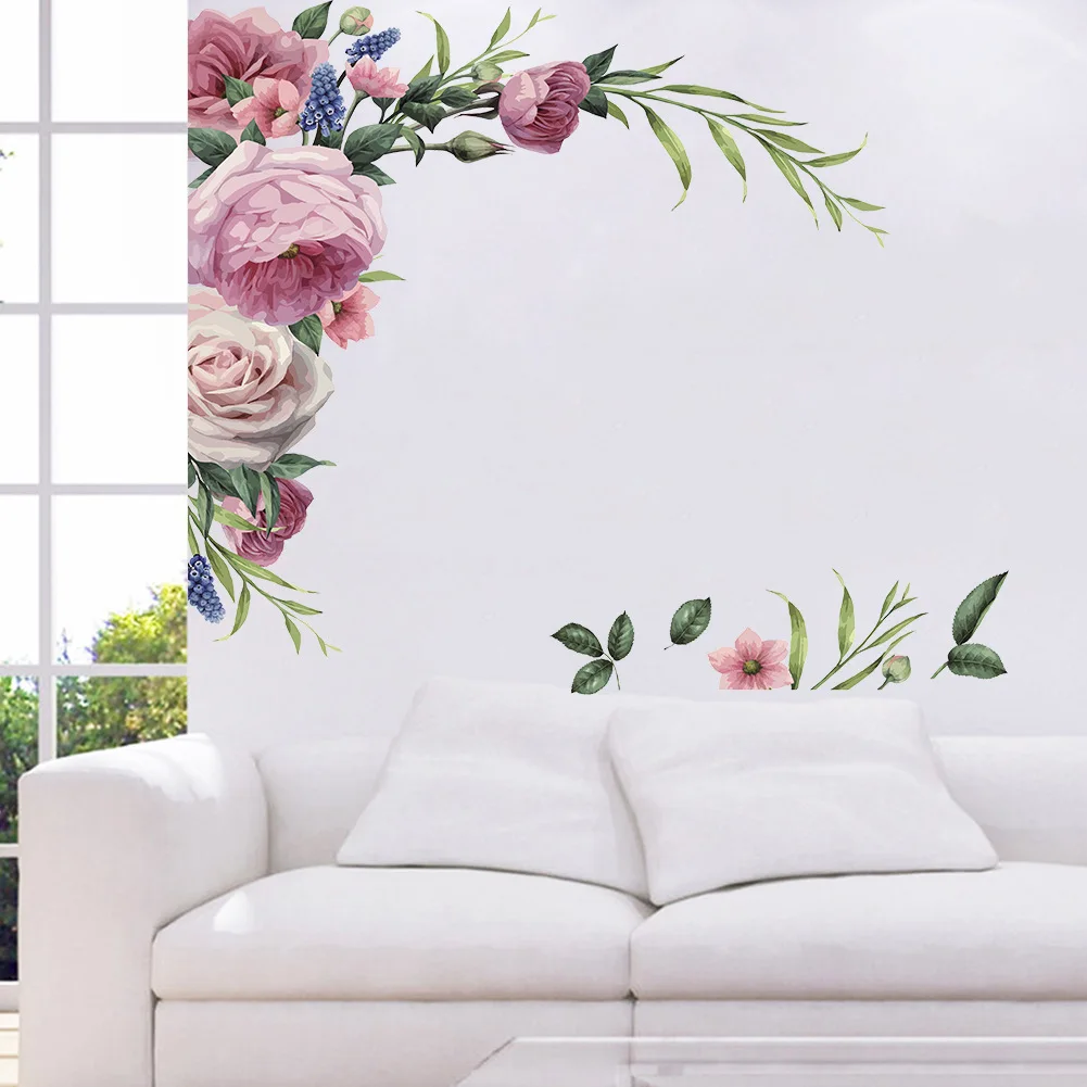 Wallpaper Fashion Wall Sticker Art Mural Flower Nursery Peony Rose Decal Home Decor | Дом и сад