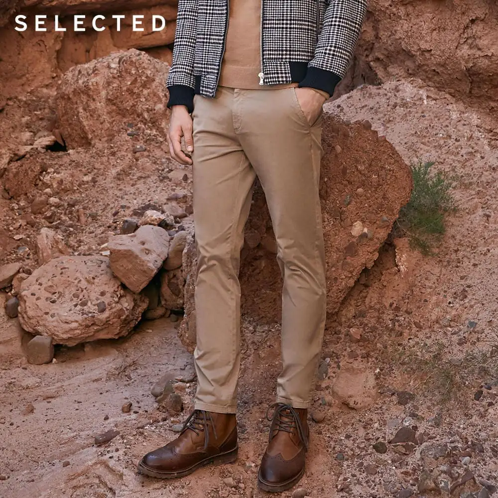 Отборные мужские облегающие однотонные слегка тянущиеся хлопковые брюки C | 419214541