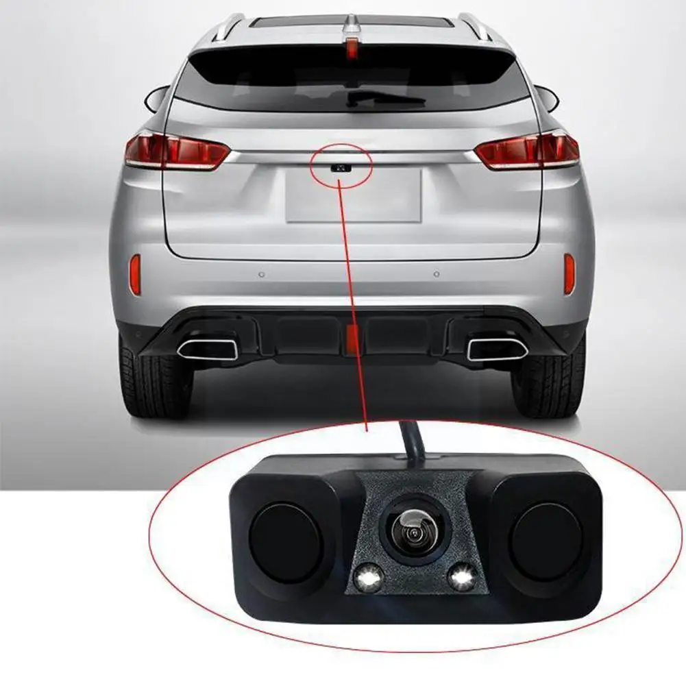 

3 In 1 Cars Parking Sensor Cars Reverse Backup Rear Camera Buzzer 2 Cars Alarm View With Indicator Camera Radar Sensors Q6V8