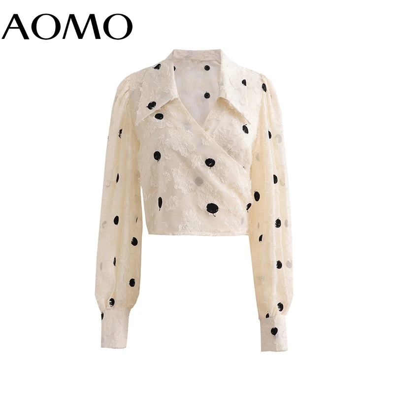 

Женская блузка с вышивкой AOMO, офисная блузка с длинным рукавом и вырезом лодочкой, 1D473A, весна