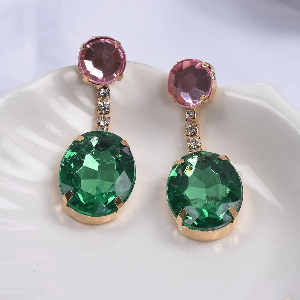 Корейские милые хрустальные висячие серьги Za для девочек синие со стразами