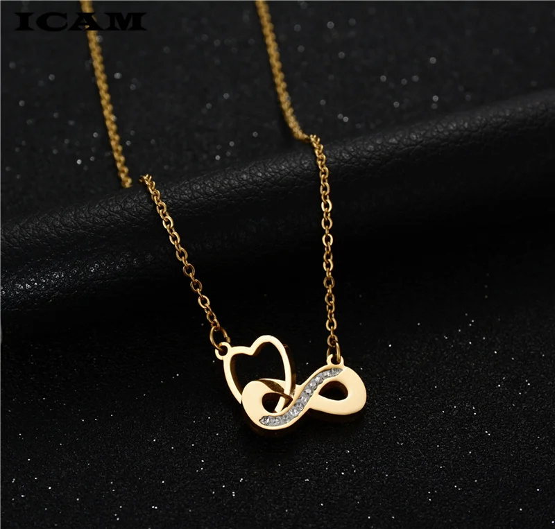 ICAM золотистое искусство милое сердце цирконий символ обещания Подвеска для